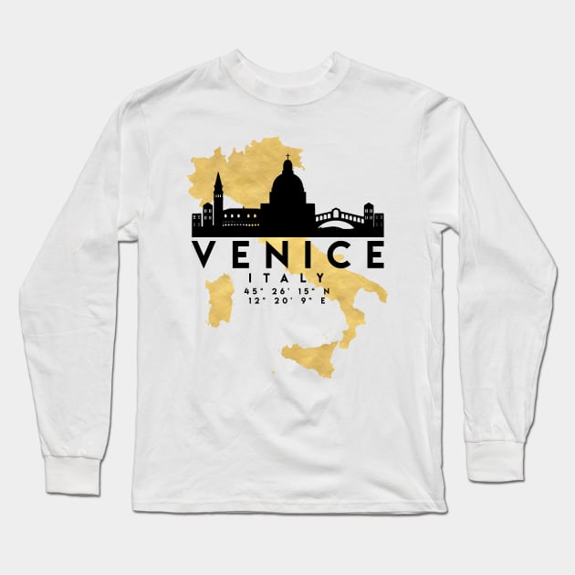 Venice Italy Skyline Map Art Long Sleeve T-Shirt by deificusArt